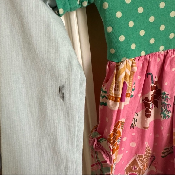 Matilda Jane girls size 4 Christmas Village Dress Pink Green Holiday Gingerbread - Picture 5 of 5